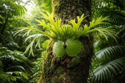 - Ridley szarvasagancspáfrányája fakéregre telepszik, nem talajban élő epifita; levelei agancsokra emlékeztetnek.
