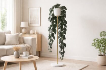 Sötét ezüstszobafolyondár levél árnyalatai mély zöldtől feketéig, polcon futtatva, minimalista díszítésként.