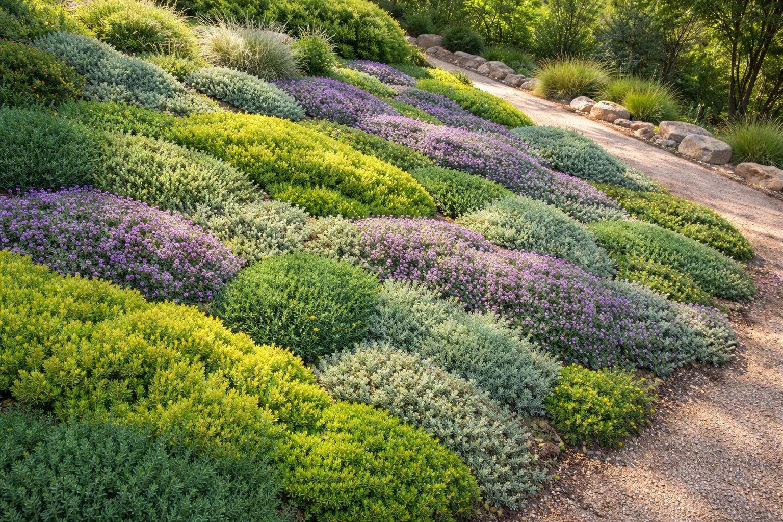 - Talajtakaró növények gyorsan zárják a talajt, csökkentik a gyomokat és kiszáradást megelőznek.