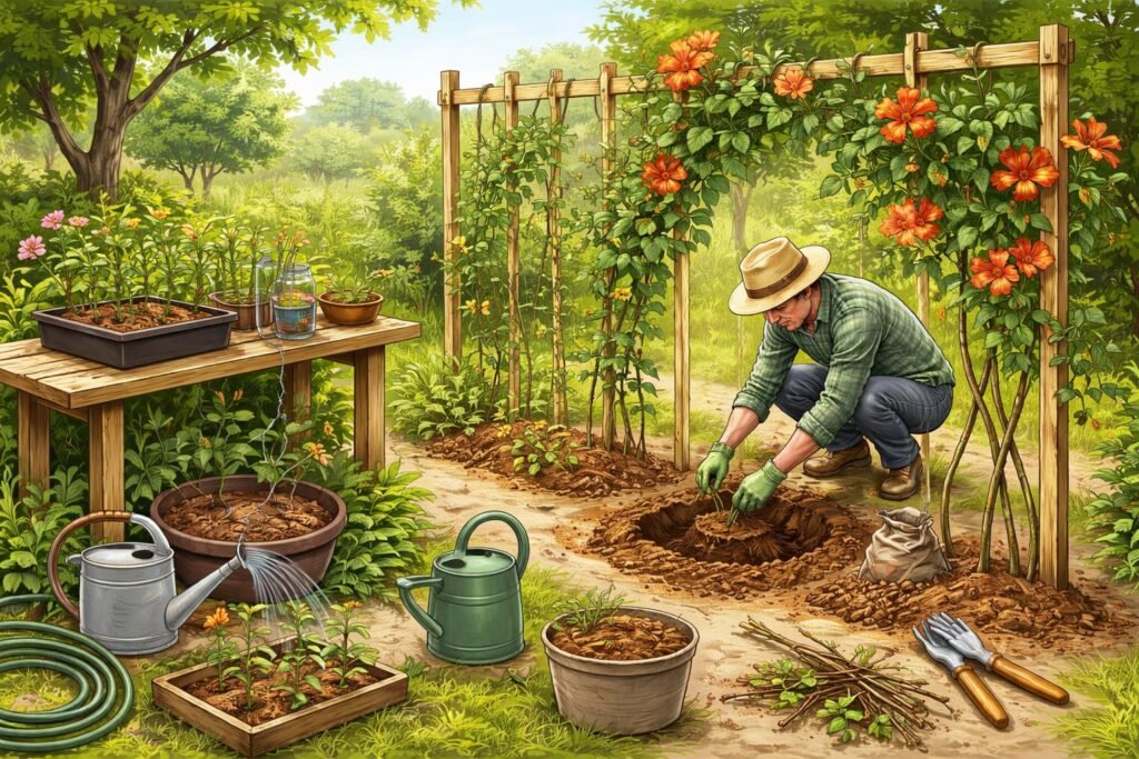 - Trombitafolyondár ültetése és gondozása: mikor ültessük, hogyan támasszuk, öntözzük és metsszük.