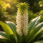 Üstökliliom Eucomis virágzó, egzotikus megjelenésű növény, mérsékelt égövi kertben jól alkalmazkodik.