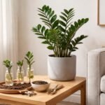 Zamioculcas zamiifolia szobanövény alacsony fényben is dús, fényes lombot ad.