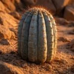 Hamvas kúpkaktusz Copiapoa cinerea látványos hamvas bevonatú sziluettje és sivatagi alkalmazkodása