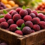 Közelkép a japán viaszbogyó apró, fényes szemcséiről és gazdag színárnyalatáról.