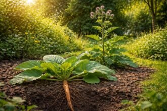- A közönséges bojtorján mély gyökérrel konyhai és gyógyászati felhasználást kínál.