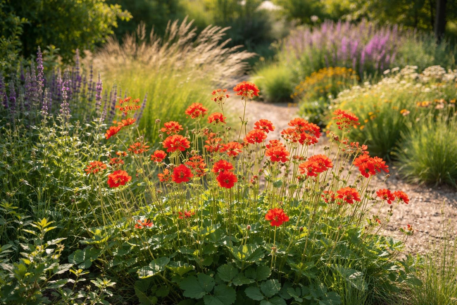 - Skarlátvörös gyömbérgyökér: évelő, napos helyen élénk narancsvörös virágzatot ad minden évben.