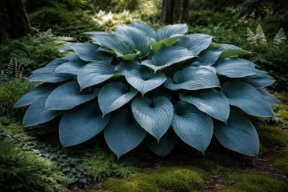 Blue Angel árnyékliliom: hatalmas kékeszöld levelek árnyékban is figyelemfelkeltők a kertben.