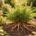 - Édesgyökér a kertben: Glycyrrhiza glabra évekig fejlődik a talajban, hosszú életű.