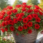 - Supertunia Really Red: élénk piros virágzó petúnia, gyorsan tölt be.