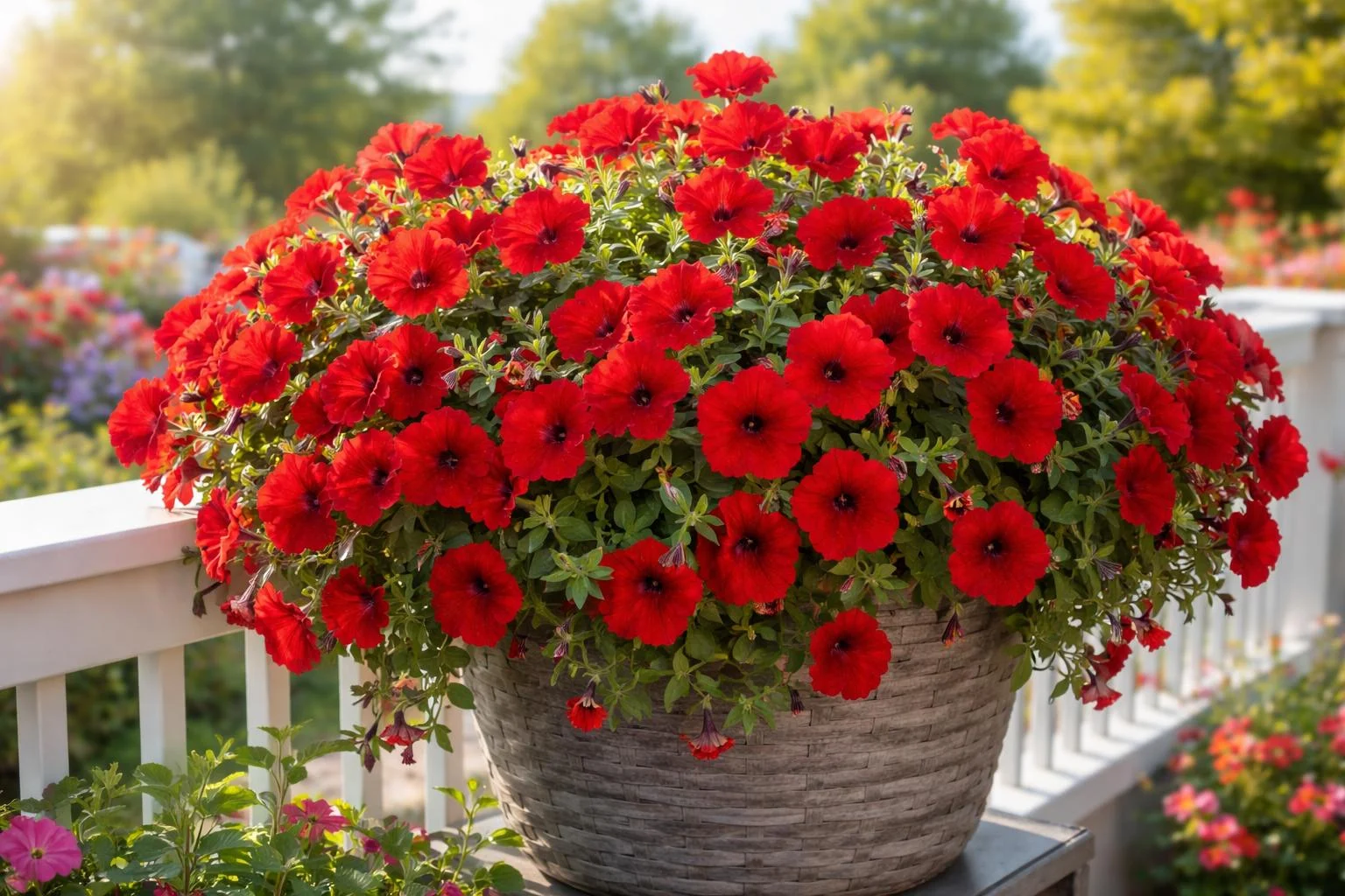 - Supertunia Really Red: élénk piros virágzó petúnia, gyorsan tölt be.