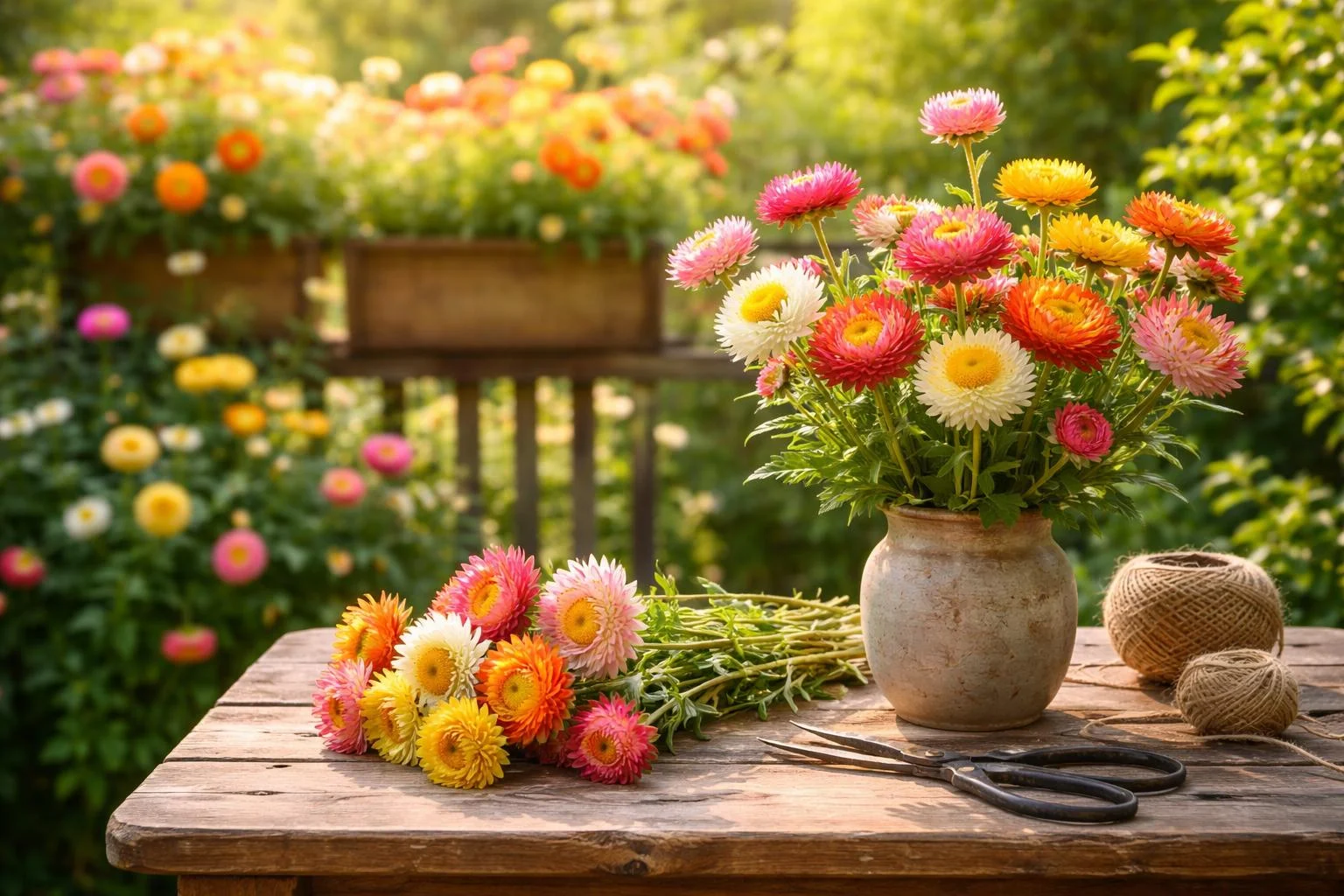 - Szalmarózsa Helichrysum bracteatum hosszú nyárig virágzik, napos hely és jó vízelvezetés szükséges.
