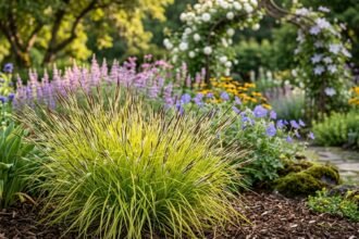 - Zsombéksás: Carex elata 'Aurea' nedves talajon is élénk aranylevelű hatást kelt.