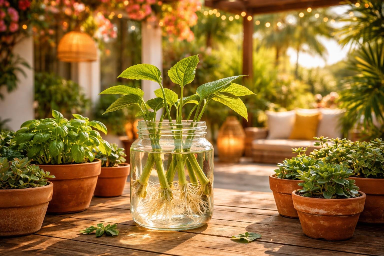 Angyaltrombita (Brugmansia) növény hatalmas harang alakú virágokkal, illatos és trópusi hangulatú teraszon.