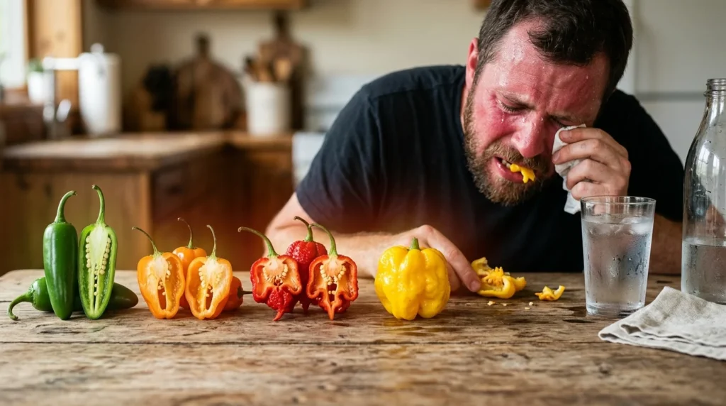 A csípős paprika erősségét a Scoville-skála, vagyis az SHU-érték jelzi; fogyasztása fájdalmat és izzadást okozhat.
