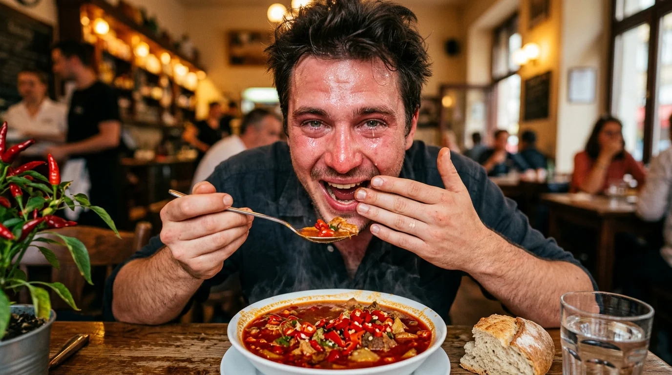 Csípős paprika kapszaicinnel, amely égő érzést, izzadást és könnyezést vált ki